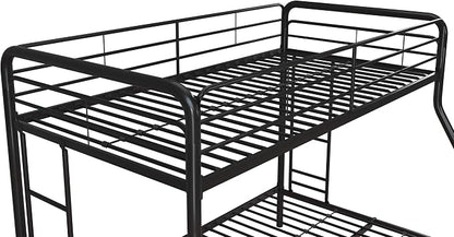 DHP Dusty Metal Bunk Bed with Secured Ladders, Twin/Full, Black