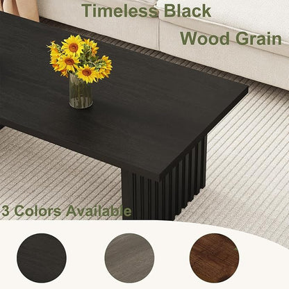 BON AUGURE Black Coffee Table, 43 Inch Modern Coffee Tables for Living Room, Wooden Center Table, Living Room Tables for Home, Office (Black Oak)