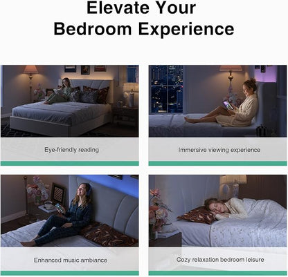 Novilla Full Size Bed Frame with Drawers, Full Size Bed Frame with Headboard, Full Bed Frame with LED Lights, Charging Station and Adjustable Headboard, No Box Spring Needed, White Velvet