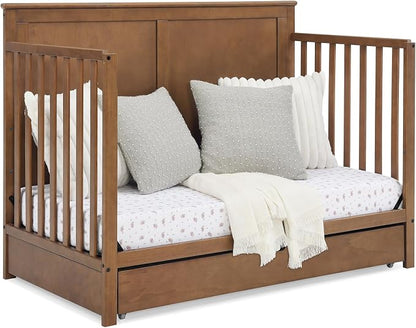 Simmons Kids Logan 6-in-1 Convertible Crib with Underdrawer - Greenguard Gold Certified, Chestnut