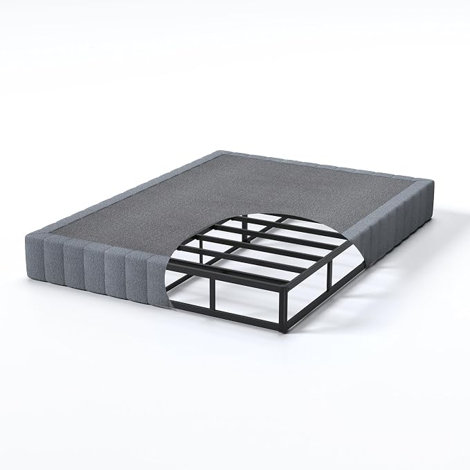 SHLAND Queen Box Spring 9 Inch High Profile Box Spring Queen Size Bed Base, Heavy Duty Metal Mattress Foundation with Fabric Cover,Easy Assembly