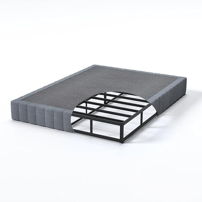 SHLAND King Box Spring, 9 Inch Box Springs King Size Basics Bed Base, Mattress Foundation, Black Heavy Duty Metal Structure with Cover,Easy Assembly