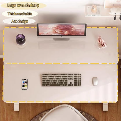 Rolling Computer Desk, 31.5 Inch Small Desks For Small Space, Portable Small Computer Desk with Monitor Stand & 3-Tier Storage, Portable Desk on Wheels for Writing, Home Office, Small Desk for Bedroom