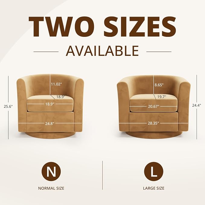 Swivel Accent Chair with Storage Ottoman, Small Modern Velvet Barrel Chair, Upholstered Armchair with Footrest for Living Room/Reading/Bedroom, 24.8'' D x 25.38'' W x 25.6'' H, Yellow