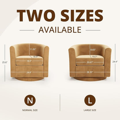 Swivel Accent Chair with Storage Ottoman, Small Modern Velvet Barrel Chair, Upholstered Armchair with Footrest for Living Room/Reading/Bedroom, 24.8'' D x 25.38'' W x 25.6'' H, Yellow