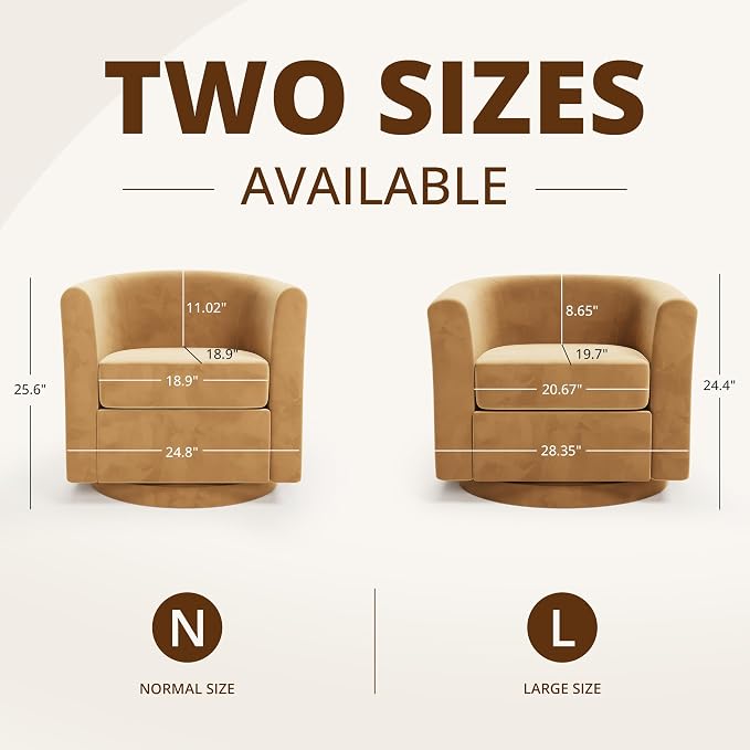 Swivel Accent Chair with Storage Ottoman Set of 2, Small Modern Velvet Barrel Chair, Upholstered Armchair with Footrest for Living Room/Reading/Bedroom, 24.8'' D x 25.38'' W x 25.6'' H, Yellow