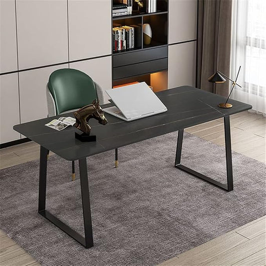 LAKIQ Modern Stone Writing Desk Home Office Working Table Desktop Computer Desk Home Writing Table-Table Only(Black,63" L x 31.5" W x 29.5" H)