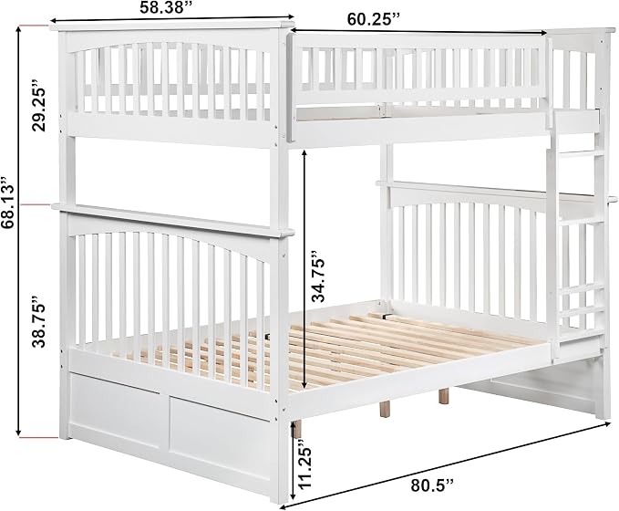 AFI, Columbia Ladder Bunk Bed Full Over Full, White