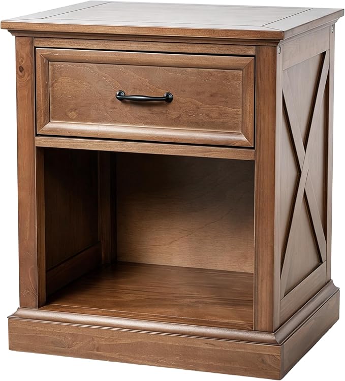 Harper & Bright Designs 4 Piece Bedroom Set, Farmhouse Queen Size Bedroom Furniture Sets with Wooden Platform Bed Frame, Bedroom Furniture Sets with 2 Storage Nightstands and Dresser, Walnut