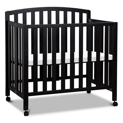 Davinci Dylan 3-in-1 Convertible Portable Mini Crib, Ebony | GREENGUARD Gold Certified - Folding Baby Crib With Wheels, 4 Adjustable Mattress Heights, Conversion Kit Sold Separately