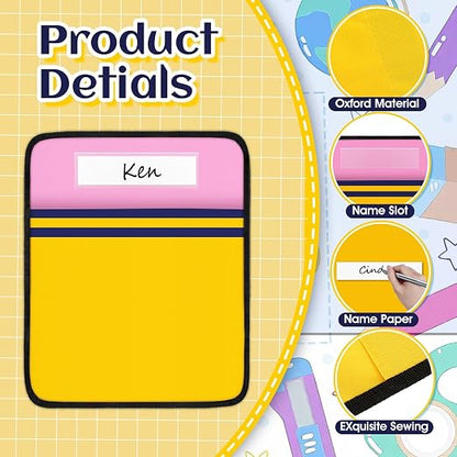 24Pcs 17 * 19 Inch Classroom Seat Back Organizer, Back to School Chair Pockets with Name Tag, Chair Hanging Bag Seat Sacks Suitable for Families Kindergarten Primary School After-School Care Room