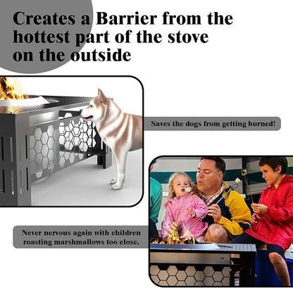 Fire Pit Surround Tabletop Use for Solo Stove Bonfire Ranger Yukon 2.0, Adjustable Surround Tabletop for Solo Stove Mesa with UV-Resistant Outdoor Fabric, Metal Black for Indoor Outdoor Use
