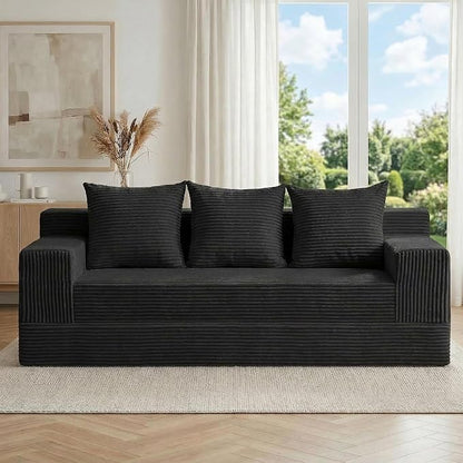 cidludto Convertible Sofa Bed, 78" Oversized Boneless Loveseat Couch 2 in 1 Foldable Futn Bed Couch in A Box, Folding Sofa Chair for Living Room, No Assembly Required, Black