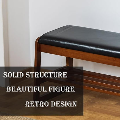latifolia Shoe Rack Bench, Entryway Shoe Bench with Cushion, Flip-Open Storage Compartment, 2-Tier Shoe Organizer(Black,31.50''L)