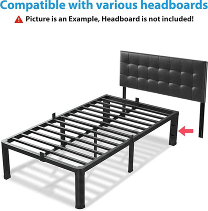 VIPSHOW 16 Inch King Size Bed Frame, 3500Lbs Heavy Duty Metal Platform with Round Corner Legs Mattress Slide Stopper, Steel Slat Support No Box Spring Needed, Noise Free, Non-Slip, Easy Assembly