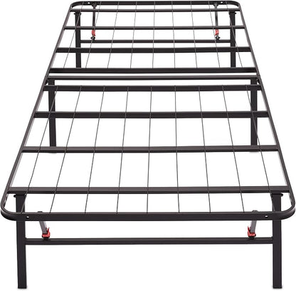 Amazon Basics Foldable Metal Platform Bed Frame with Storage, Sturdy Steel Support, No Box Spring Needed, 14-inch High, Tool-Free Setup, Twin Size, Black