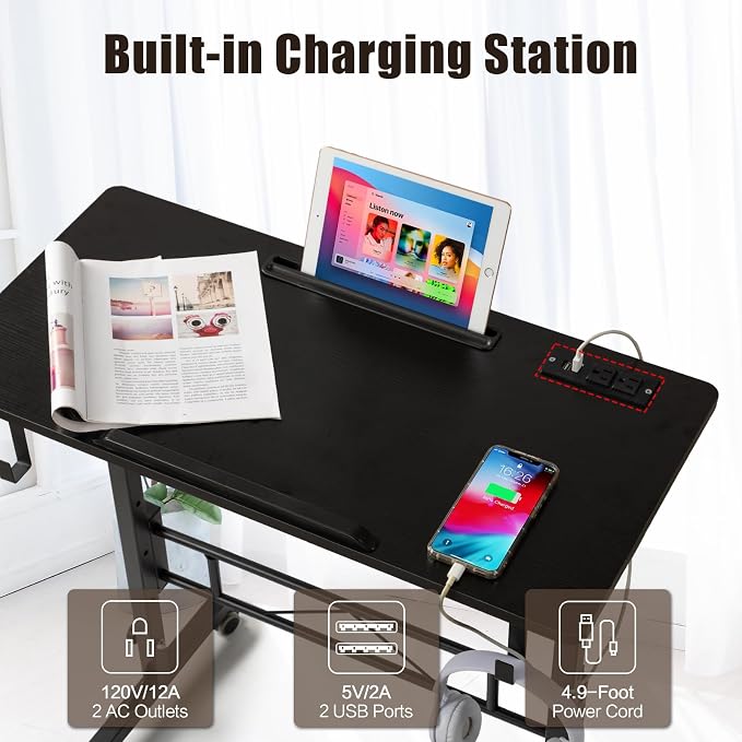 SIDUCAL Standing Desk Height Adjustable with Tiltable Tabletop, Black