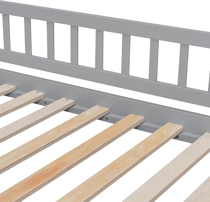 RUNNA Full Over Full Bunk Bed, Staircase with Drawers, Slide, Ladder | full over full bunk bed, staircase with drawers, convertible slide and ladder, solid pine wood, guardrails, no box spring