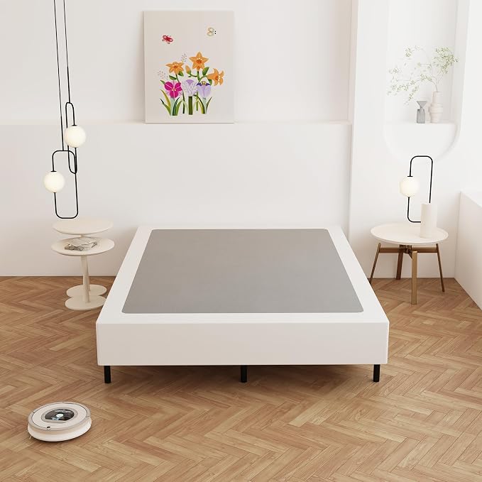 Maenizi 9 Inch Full XL Box Spring, Heavy Duty Metal Box Spring Bed Base with Fabric Cover, Mattress Foundation, Easy Assembly, Noise Free, Black