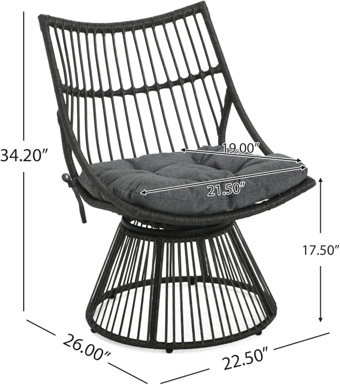 Hassyee PE Rattan Outdoor Chair and Table Set with Soft Seat Cushion for Poolside, Balcony, Lawn, Patio Furniture Set with High Wicker Chair Back for Garden, Backyard