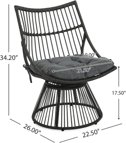 Hassyee PE Rattan Outdoor Chair and Table Set with Soft Seat Cushion for Poolside, Balcony, Lawn, Patio Furniture Set with High Wicker Chair Back for Garden, Backyard