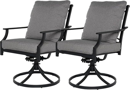 Grand patio Patio Dining Set for 2, E-Coated Outdoor Dining Set, 2 Swivel Dining Chairs Outdoor Furniture Set with Olefin Cushions, Grey