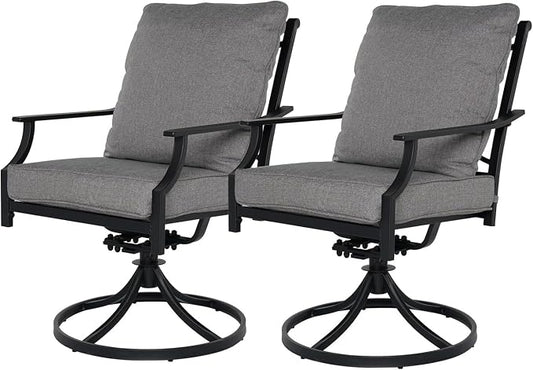 Grand patio Patio Dining Set for 2, E-Coated Outdoor Dining Set, 2 Swivel Dining Chairs Outdoor Furniture Set with Olefin Cushions, Grey