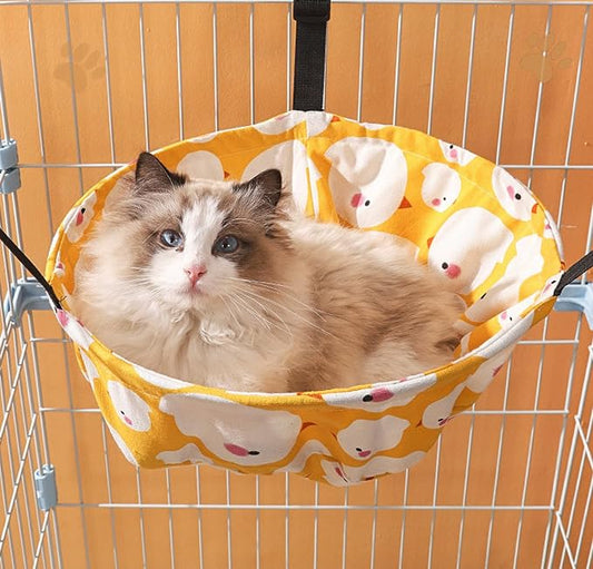 SHENGOCASE 2-Pack Cat Hammock Lounge Cat Hanging Bed for Cage Kennel Chair with Metal Frame, Adjustable Straps (Orange)