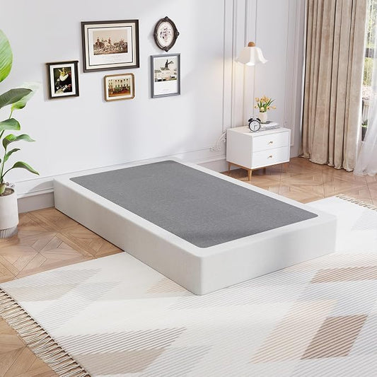 Awesofurni Twin Box Spring, 8 Inch Twin Box Spring Only, 2500 lbs Heavy Duty Metal Frame Mattress Foundation with Fabric Cover, Easy Assembly-Noise Free