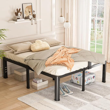 Bilily 18 inch King Bed Frame Metal Platform with Round Corner Legs,3500 LBS Heavy Duty Steel Slats Support,Headboard Compatible,No Box Spring Needed,Easy Assembly,Mattress Retainer,Underbed Storage