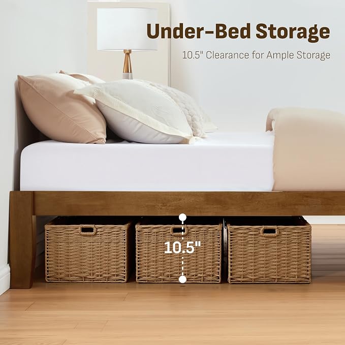 Softa Mikor Queen Japanese Joinery Bed Frame, Solid Rubberwood, 1500 Lbs Heavy Duty Slats Support, SGS Certified, 15-Min No-Tool Assembly, Noise-Free, Under-Bed Storage, No Box Spring Needed
