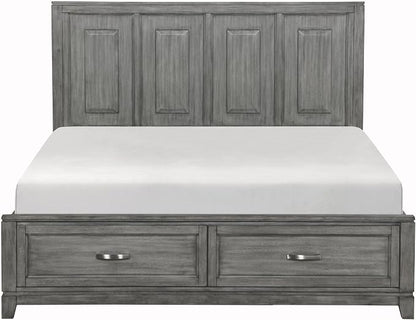 Rustic Gray Finish Bedroom Furniture Set California King Size 6pcs Platform Bed with Drawers Transitional Style
