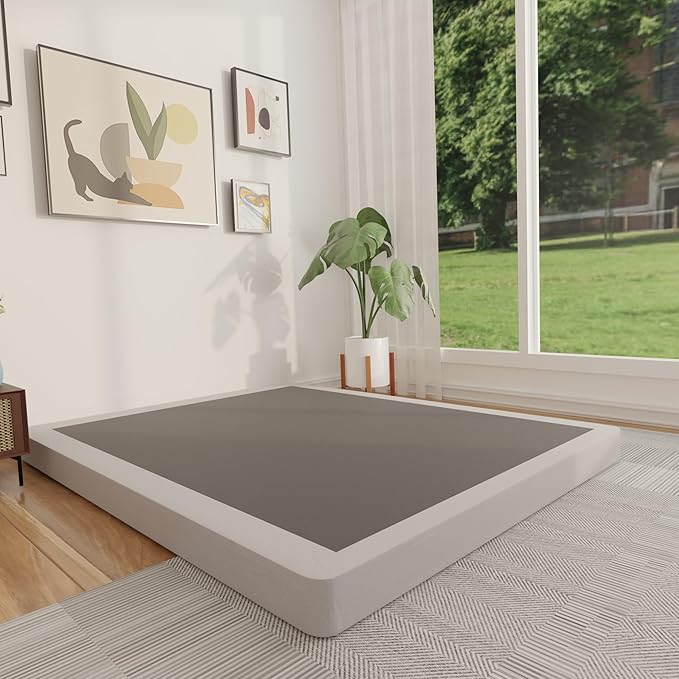 FMDMR Box Spring for Full Bed 4 Inch, Low Profile Full Size Box Spring Only, Heavy Duty Mattress Foundation Metal Bed Base with Fabric Cover， Easy Assembly, Non-Slip, Noise Free