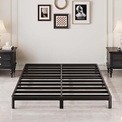 Lutown-Teen 5 Inch Low Queen Bed Frame with Rounded Corner Legs, 2000 LBS Heavy Duty Metal Queen Platform Bed Frame No Box Spring Needed, Noise Free, Easy Assembly