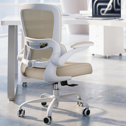 TRALT Office Chair Ergonomic Desk Chair, 330 LBS Home Mesh Office Desk Chairs with Wheels, Comfortable Gaming Chairs (1, Greige)