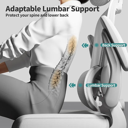 TRALT Office Chair Ergonomic Desk Chair, 330 LBS Home Mesh Office Desk Chairs with Wheels, Comfortable Gaming Chairs (1, White White)