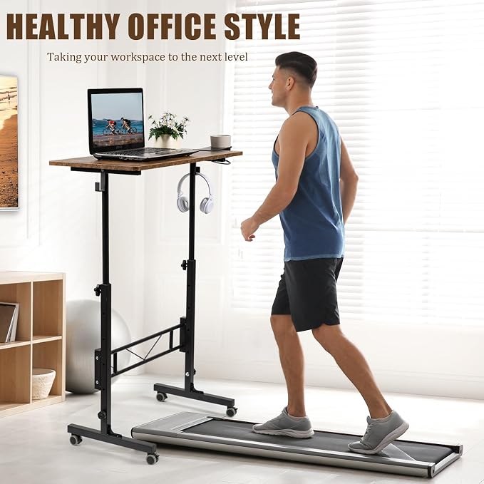 SIDUCAL Standing Desk Adjustable Height, Rustic Brown