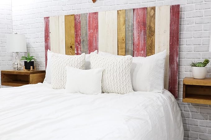 Barn Walls Country Mix Signature Design, Multicolored Solid Wood Headboard, Floating Panels, Wall Mount, Adjustable Height, Easy Assembly, Twin Size