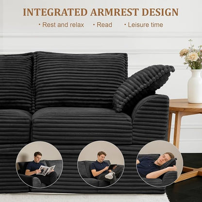 Upgrade Boneless Couch with Storage, Extra Deep&High Seat Modular Sectional Sofa 4 Seater U Shaped Cloud Couch with Ottoman, Tool-Free Assembly Sectional Couches for Living Room