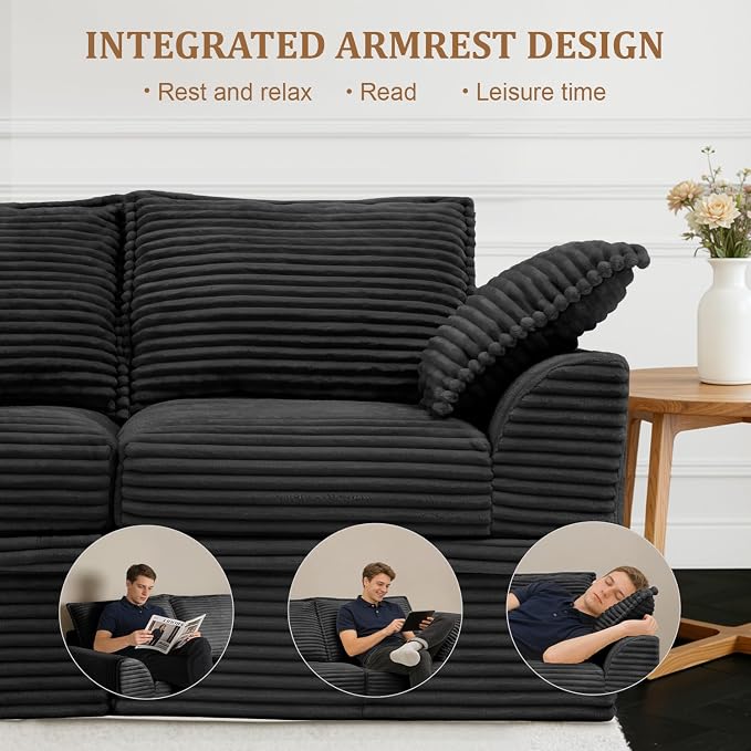 Upgrade Boneless Couch with Storage, Extra Deep&High Seat Modular Sectional Sofa 3 Seater U Shaped Cloud Couch with Ottoman, Tool-Free Assembly Sectional Couches for Living Room