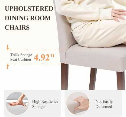 MALOL Upholstered Dining Chairs Set of 4, Fabric Dining Room Chairs, Modern Wooden Dining Chair, Kitchen Side Chairs, Farmhouse Dinner Chair with High Back for Kitchen, Beige