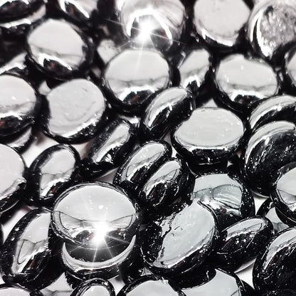 10 Pound Fire Pit Glass 3/4 Inch Reflective Round Fire Glass Drops Beads Rocks for Natural or Propane Fire Pit and Landscaping Onyx Black