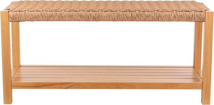 Alaterre Furniture Newport 40 Inch Solid Wood Entryway Bench - Modern Farmhouse Indoor Decorative Bench with Handcrafted Woven Rope Seat - Furniture for Entryway, Dining Room, or Kitchen (Light)