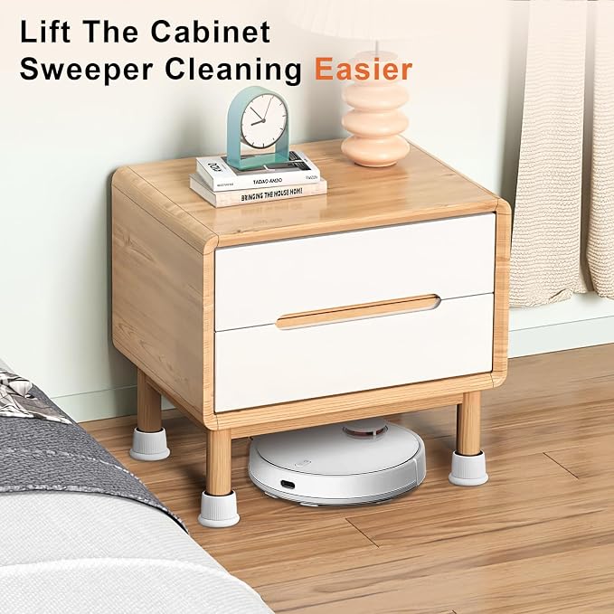 Adjustable Furniture Bed Risers, 1.6-2.6 inch Bed Risers Black, Durable Plastic and Anti Slip Couch Risers 2 inch ABS Adjustable headboard Stopper (White 4 Pcs)