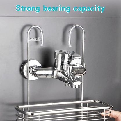 YQh Stainless steel double-layer shower rack, shower room hanging bathroom organizer, storage rack installed on the hanging bar or door, can store shampoo, hair conditioner, shower gel (double)
