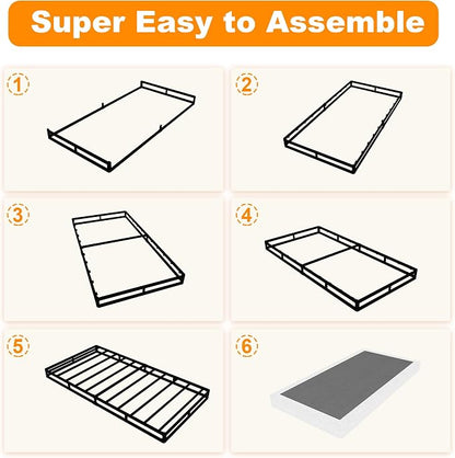NHODIR 4 Inch Twin Box Spring Bed Base,Heavy Duty Metal Box Spring for Twin Bed Mattress Foundation with Fabric Cover, Noise-Free, Easy Assembly