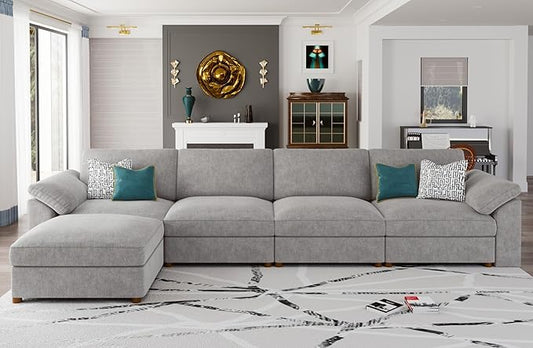 EASE MOOSE Oversized Modular Sectional Sofa, Modern Oversized L Shape Sectional Couch,Comfty Deep Seat Modular Sofa with Ottoman
