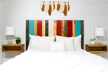 Barn Walls Sugar Mix Signature Design, Multicolored Solid Wood Headboard, Floating Panels, Wall Mount, Adjustable Height, Easy Assembly Full Size