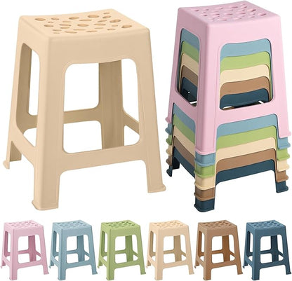 TURSTIN 6 Pack Plastic Stools 16.9 Inch Nesting Stools Bohemia 6 Color Portable Backless Bar Stool Flexible Seating Chairs for Back-to-School Season Classroom Office Home