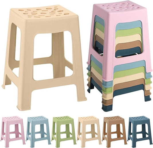 TURSTIN 6 Pack Plastic Stools 16.9 Inch Nesting Stools Bohemia 6 Color Portable Backless Bar Stool Flexible Seating Chairs for Back-to-School Season Classroom Office Home